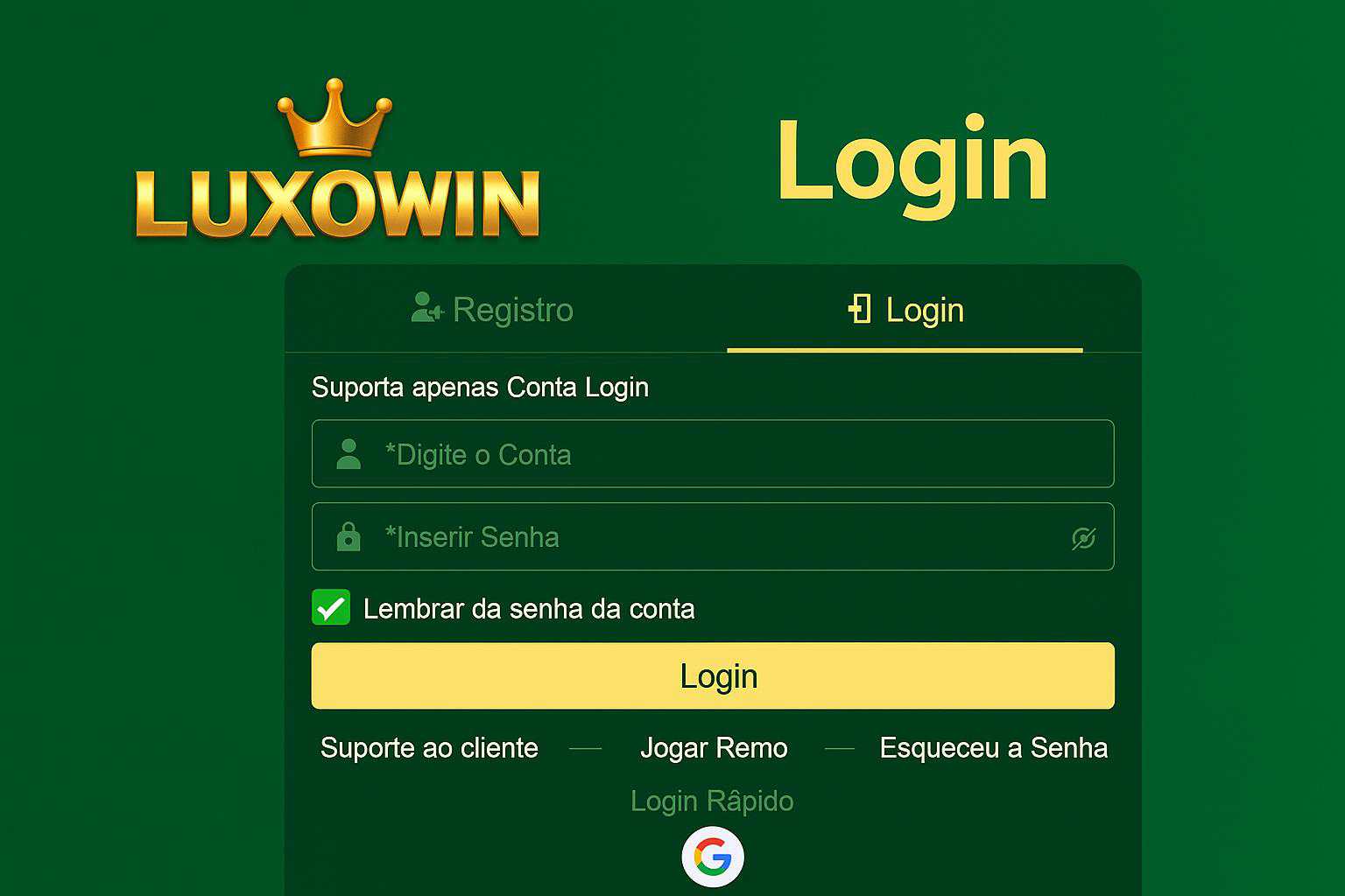 Não Perca tempo, o rRgistro na site LUXOWIN