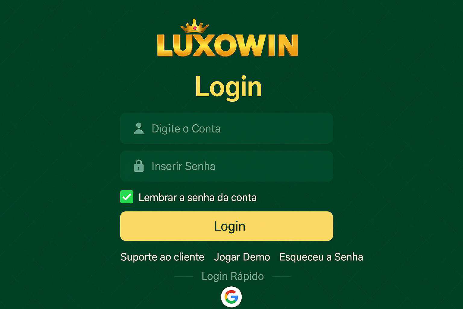 Criar uma nova Conta no plataforma LUXOWIN